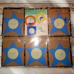 9 Pcs - Mini Photo Frames Magnets - Metal Stars - Paper Circles Squares